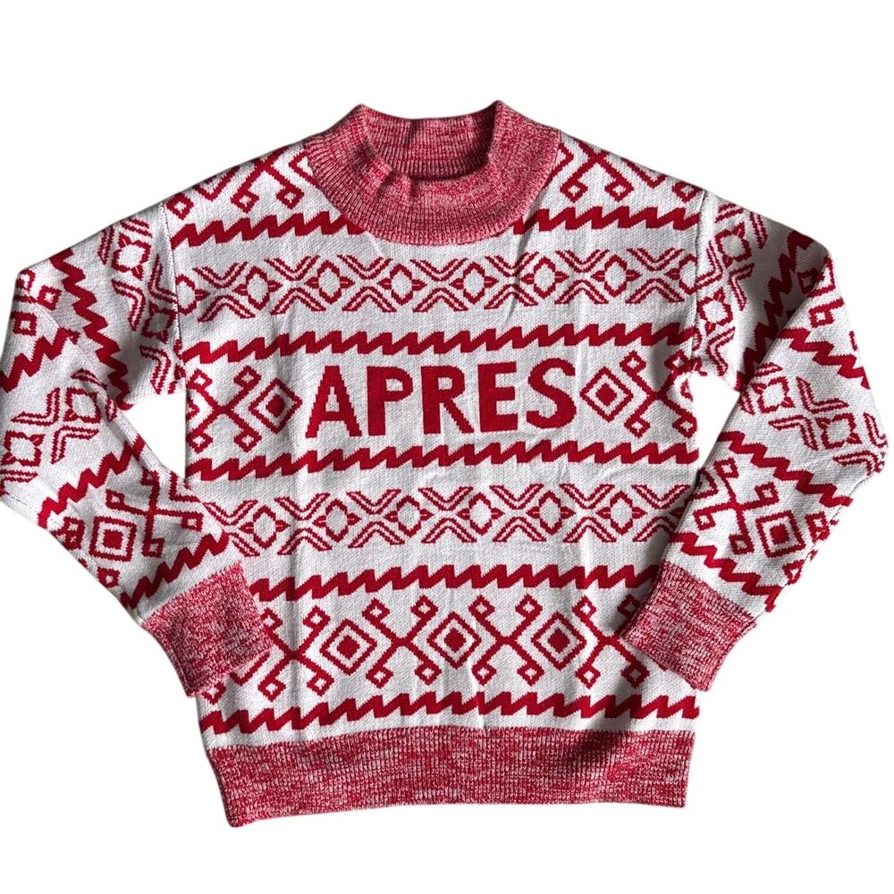 A New Day Apres Crew‎ Neck Graphic Pullover Sweater Red Size Medium - Picture 6 of 11